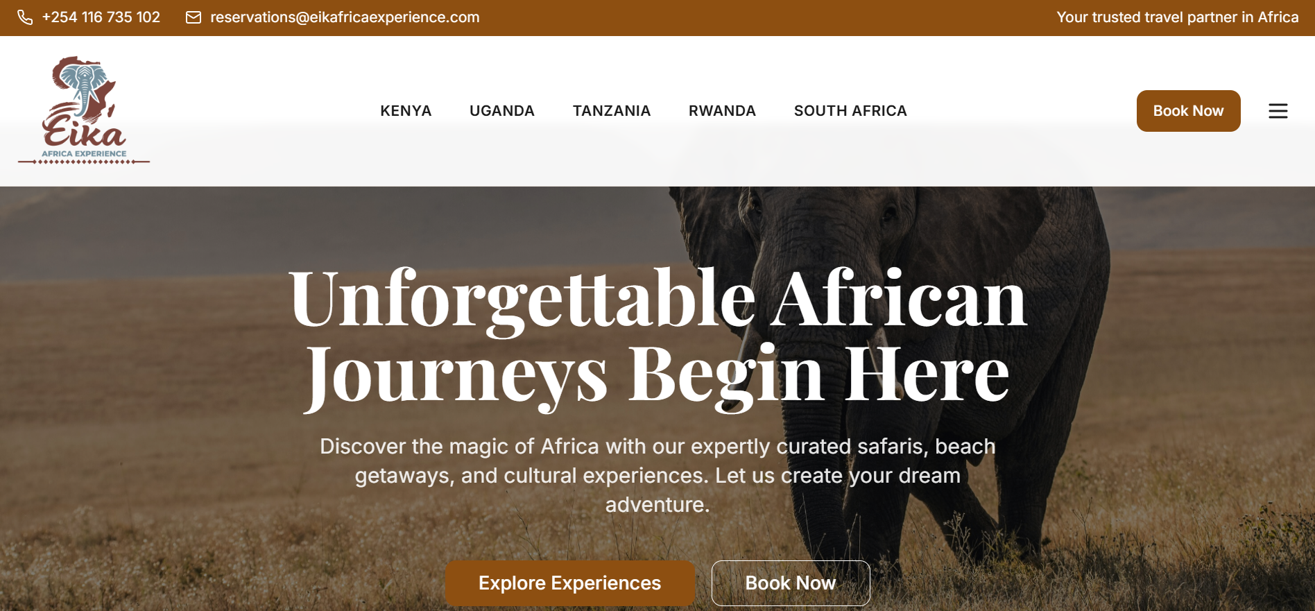 Eik Africa Experience website screenshot